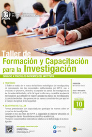 10 DE OCTUBRE . TALLER DE FORMACIÓN Y CAPACITACIÓN PARA LA INVESTIGACIÓN