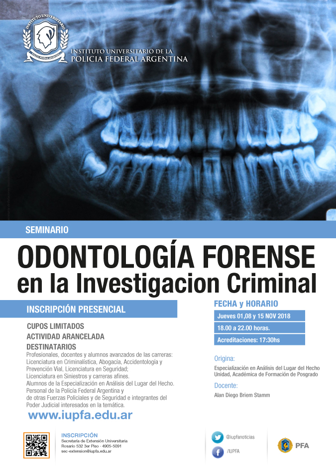 23 DE OCTUBRE . CURSO DE FOTOGRAFÍA APLICADA PERICIAL Y FORENSE . IUPFA